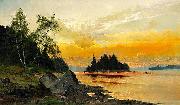 Mauritz Lindstrom Evening Colors on the Lake oil painting